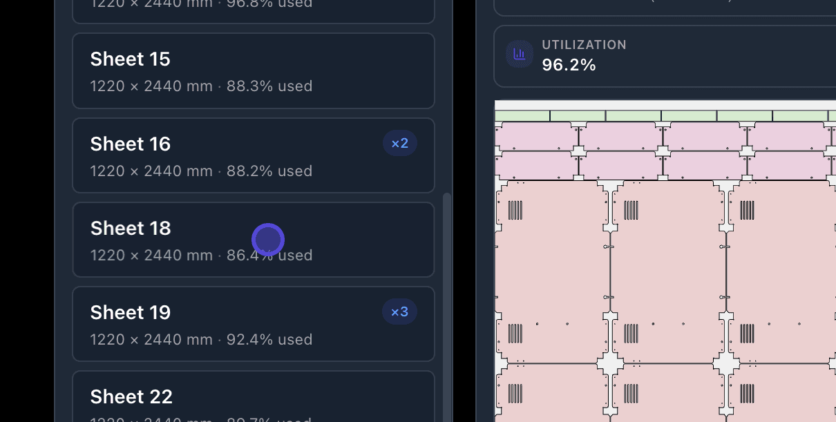 Selecting sheet 18 in layout viewer