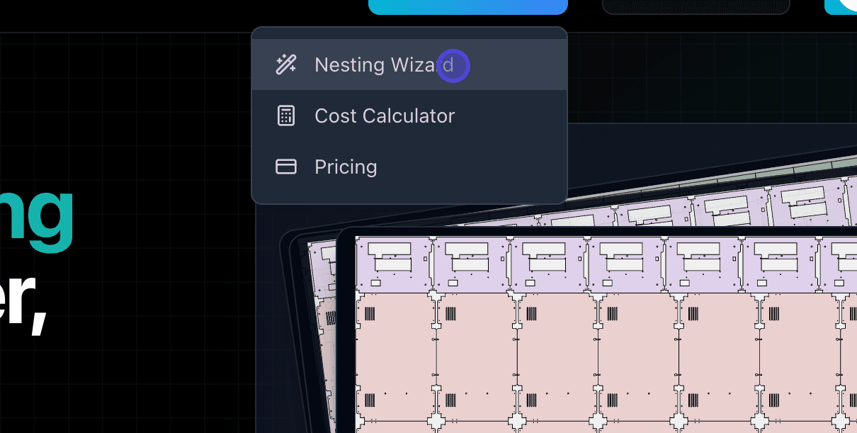 Nesting Wizard entry point on Sheet2Nest