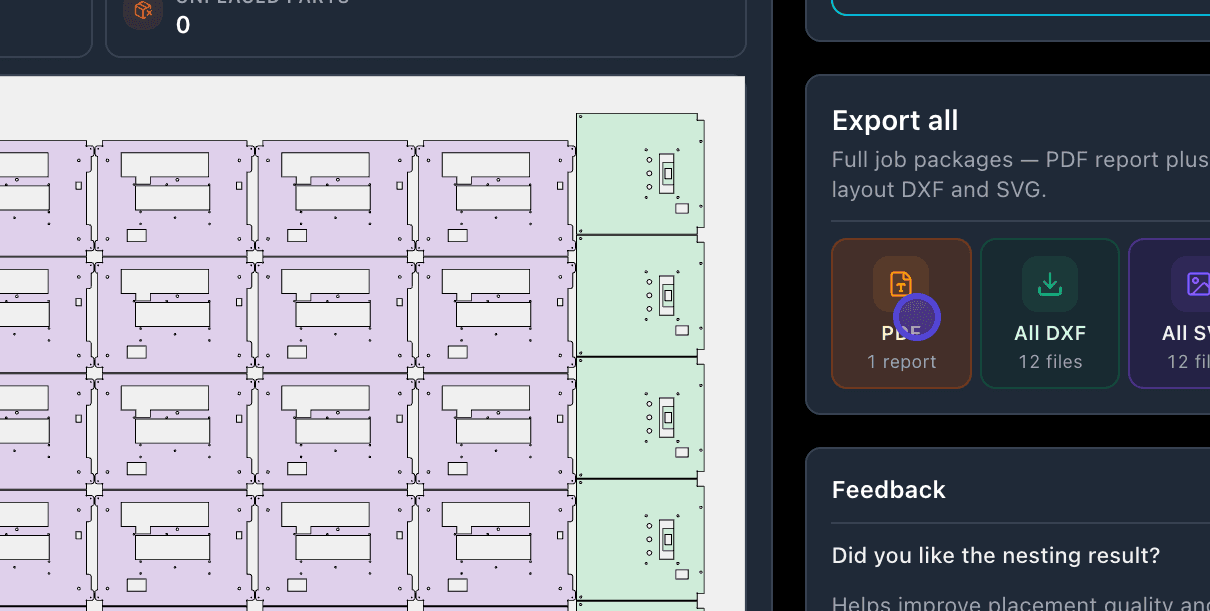 PDF export on nesting results